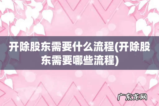 开除股东需要哪些流程 开除股东需要什么流程