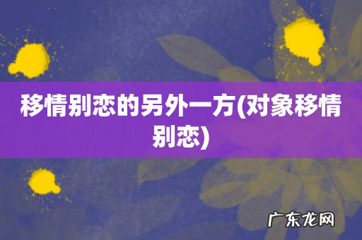 对象移情别恋 移情别恋的另外一方