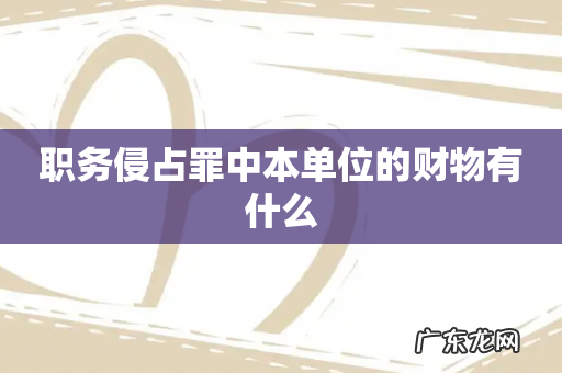 职务侵占罪中本单位的财物有什么