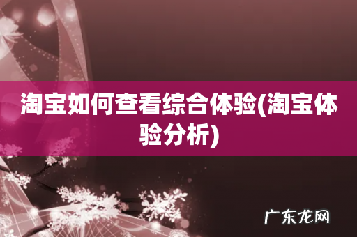 淘宝体验分析 淘宝如何查看综合体验