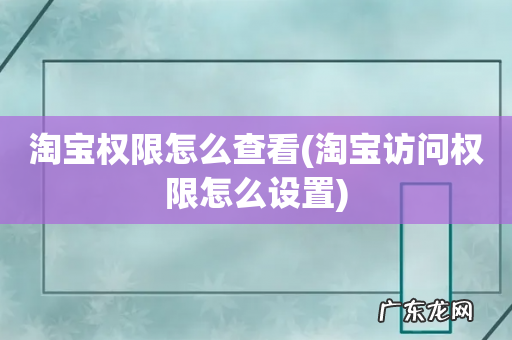 淘宝访问权限怎么设置 淘宝权限怎么查看