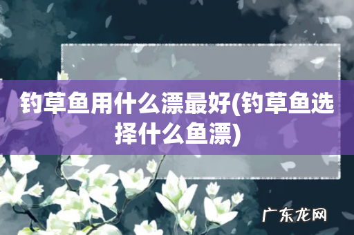钓草鱼选择什么鱼漂 钓草鱼用什么漂最好