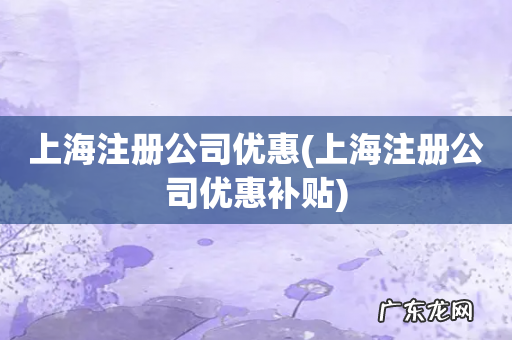 上海注册公司优惠补贴 上海注册公司优惠