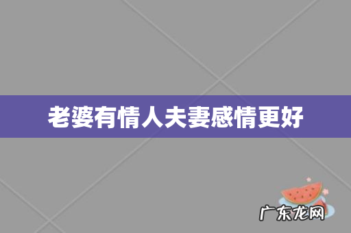 老婆有情人夫妻感情更好