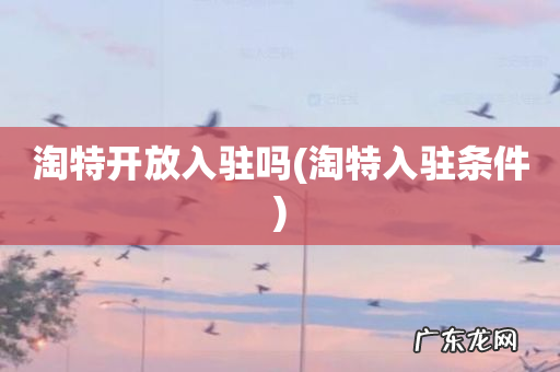 淘特入驻条件 淘特开放入驻吗