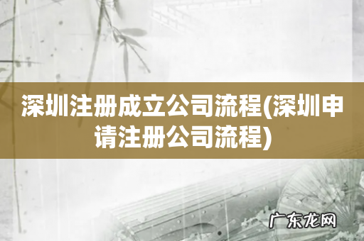深圳申请注册公司流程 深圳注册成立公司流程