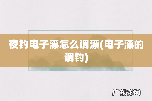 电子漂的调钓 夜钓电子漂怎么调漂