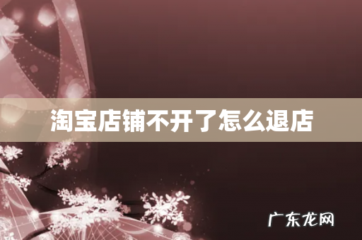 淘宝店铺不开了怎么退店