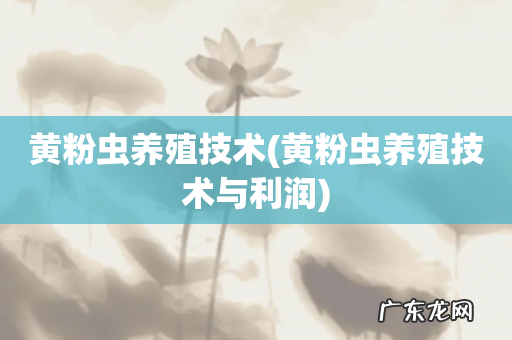 黄粉虫养殖技术与利润 黄粉虫养殖技术