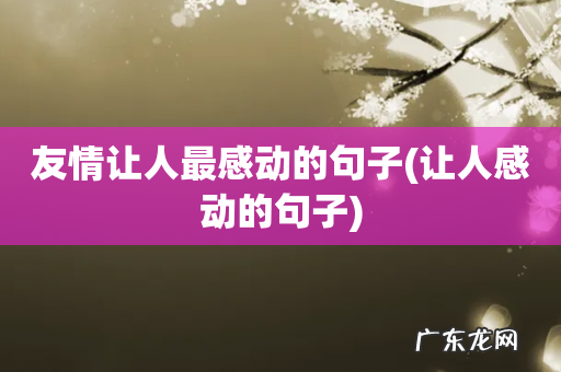 让人感动的句子 友情让人最感动的句子
