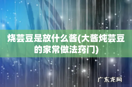 大酱炖芸豆的家常做法窍门 烧芸豆是放什么酱