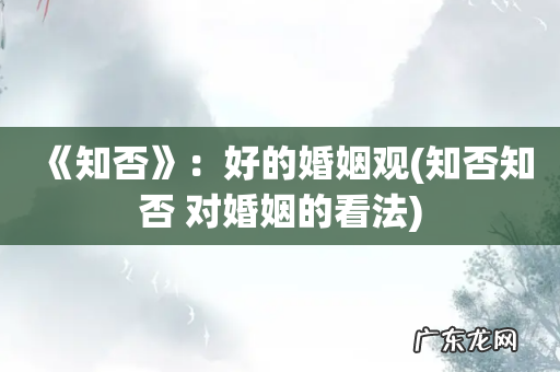 知否知否 对婚姻的看法 《知否》：好的婚姻观