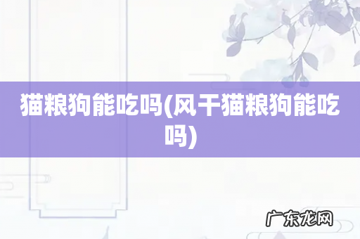 风干猫粮狗能吃吗 猫粮狗能吃吗