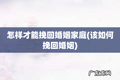 该如何挽回婚姻 怎样才能挽回婚姻家庭