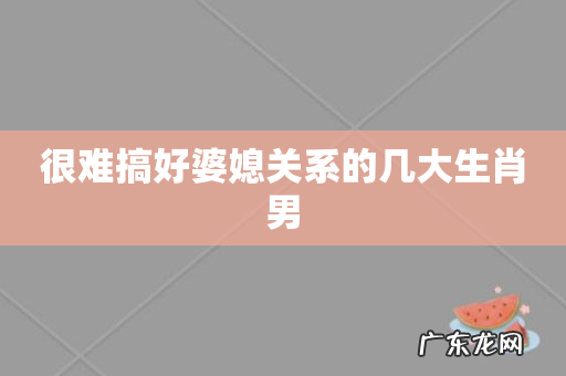 很难搞好婆媳关系的几大生肖男