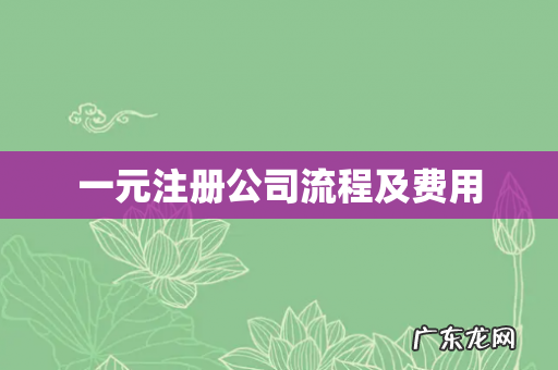 一元注册公司流程及费用