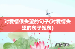 对爱情失望的句子短句 对爱情很失望的句子