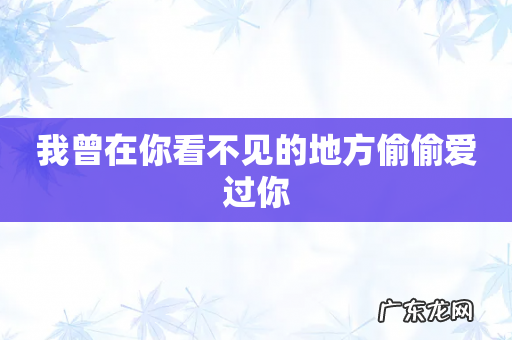 我曾在你看不见的地方偷偷爱过你