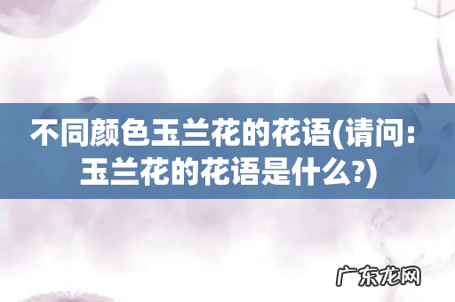 请问: 玉兰花的花语是什么? 不同颜色玉兰花的花语