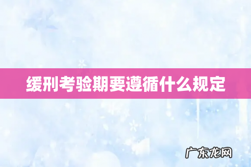 缓刑考验期要遵循什么规定