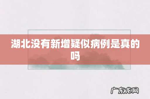 湖北没有新增疑似病例是真的吗