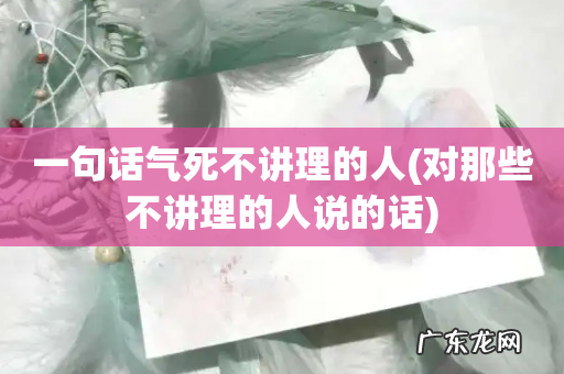 对那些不讲理的人说的话 一句话气死不讲理的人