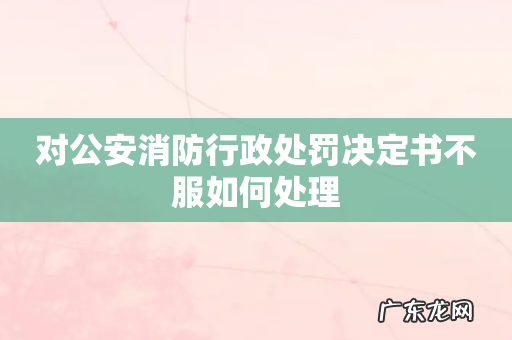 对公安消防行政处罚决定书不服如何处理