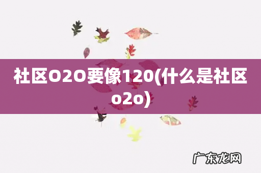 什么是社区o2o 社区O2O要像120