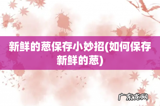 如何保存新鲜的葱 新鲜的葱保存小妙招