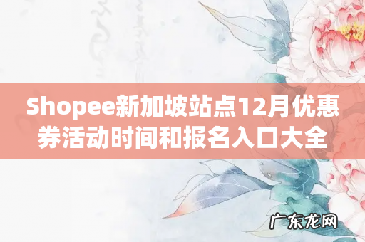 Shopee新加坡站点12月优惠券活动时间和报名入口大全