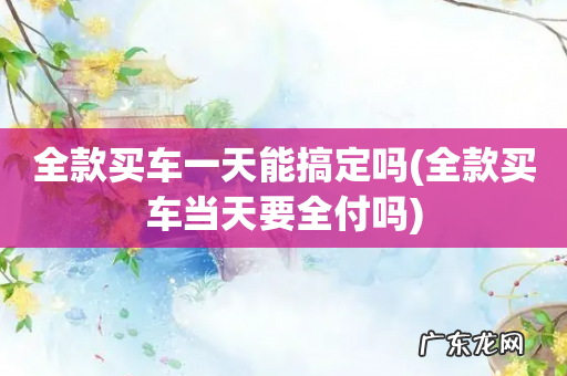 全款买车当天要全付吗 全款买车一天能搞定吗