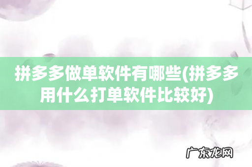 拼多多用什么打单软件比较好 拼多多做单软件有哪些