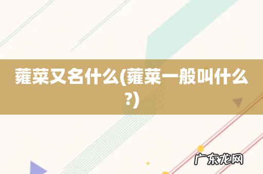 蕹菜一般叫什么? 蕹菜又名什么