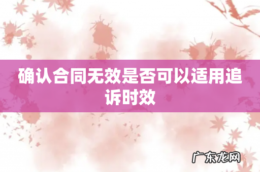 确认合同无效是否可以适用追诉时效