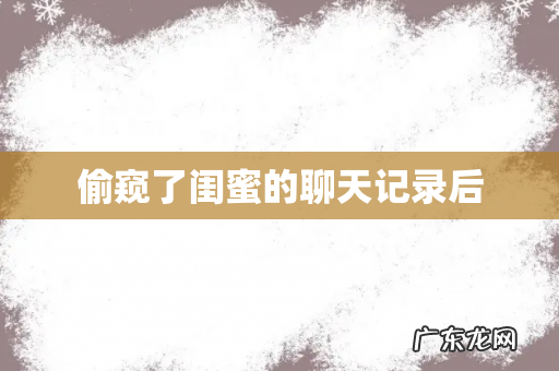 偷窥了闺蜜的聊天记录后