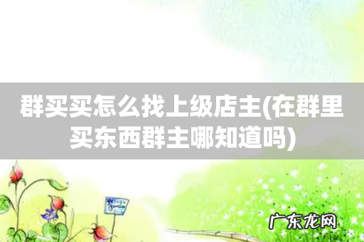 在群里买东西群主哪知道吗 群买买怎么找上级店主