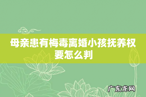 母亲患有梅毒离婚小孩抚养权要怎么判
