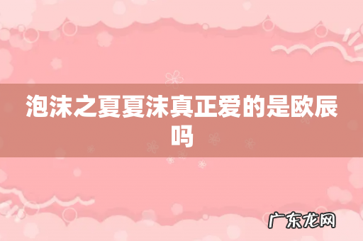 泡沫之夏夏沫真正爱的是欧辰吗