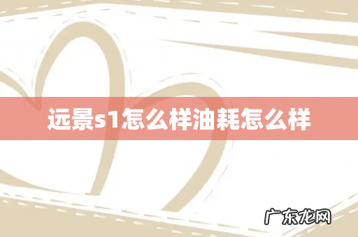 远景s1怎么样油耗怎么样