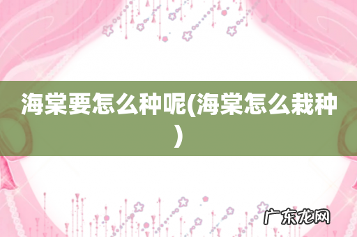 海棠怎么栽种 海棠要怎么种呢