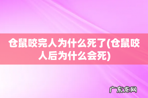 仓鼠咬人后为什么会死 仓鼠咬完人为什么死了