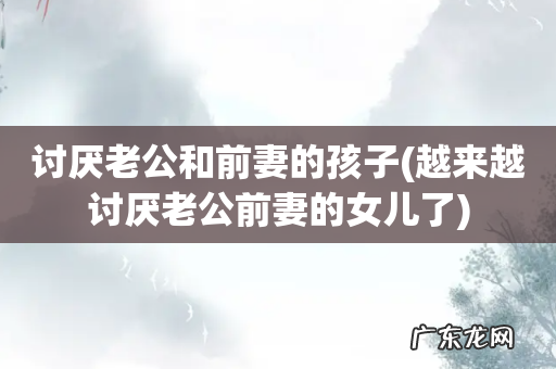 越来越讨厌老公前妻的女儿了 讨厌老公和前妻的孩子