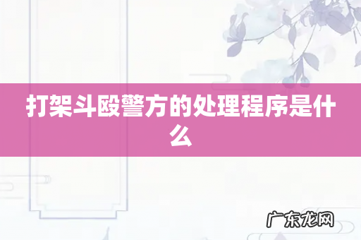 打架斗殴警方的处理程序是什么