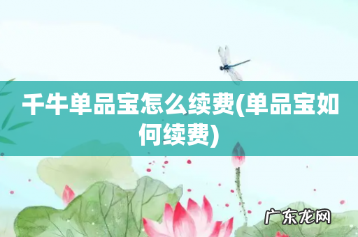 单品宝如何续费 千牛单品宝怎么续费