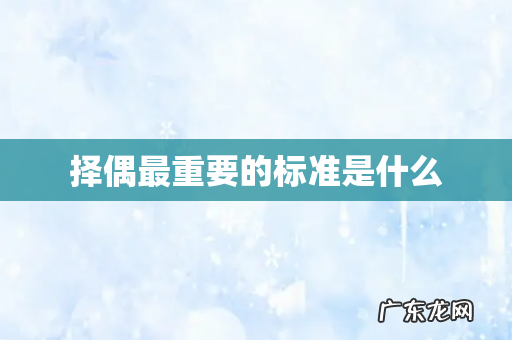 择偶最重要的标准是什么