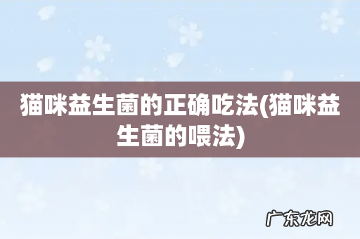 猫咪益生菌的喂法 猫咪益生菌的正确吃法