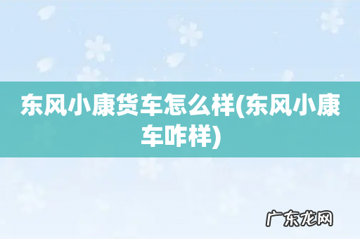 东风小康车咋样 东风小康货车怎么样