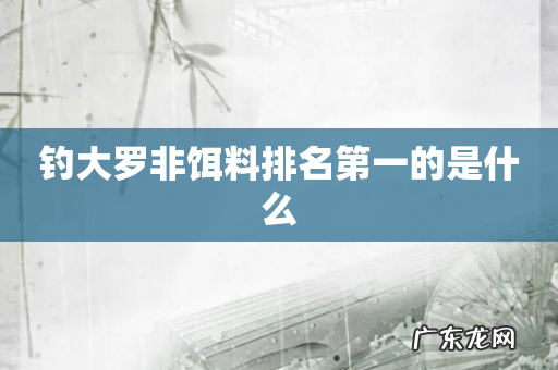 钓大罗非饵料排名第一的是什么