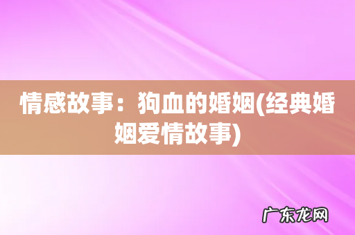 经典婚姻爱情故事 情感故事:狗血的婚姻