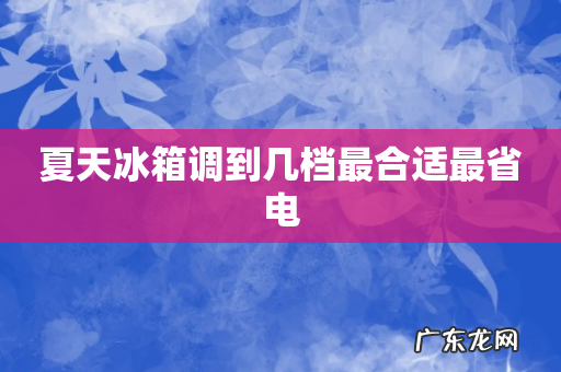 夏天冰箱调到几档最合适最省电